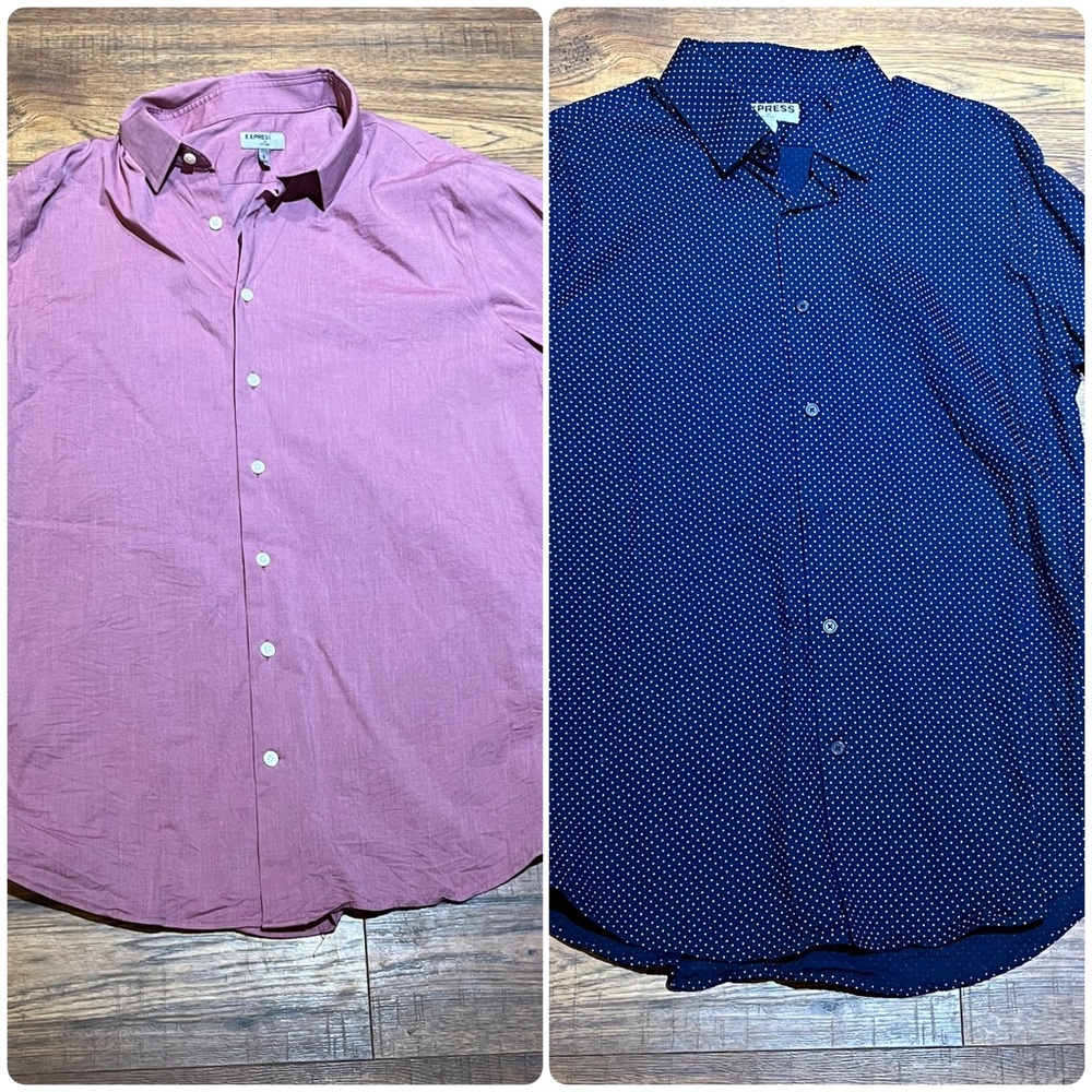 Bundle of 2 Express Fitted Dress Shirt Size Large